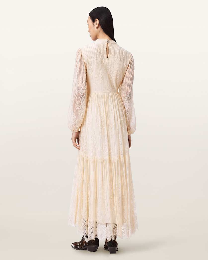 AllSaints Lillian Embellished Maxi Dress Women's Antique White Women's