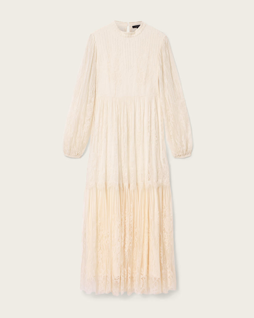 AllSaints Lillian Embellished Maxi Dress Women's Antique White Women's