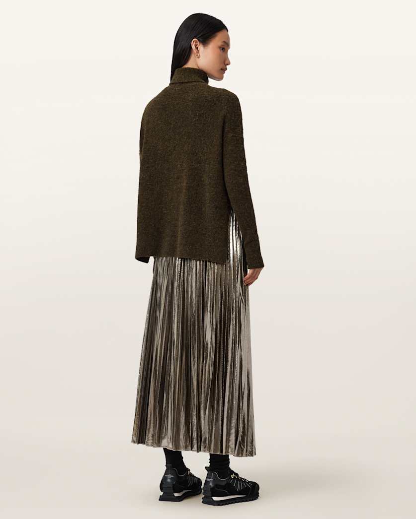 AllSaints Spark 2 In 1 Maxi Dress Women's Bronze Brown Women's