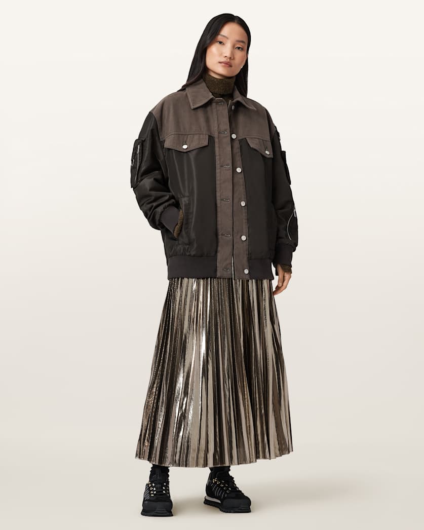 AllSaints Spark 2 In 1 Maxi Dress Women's Bronze Brown Women's