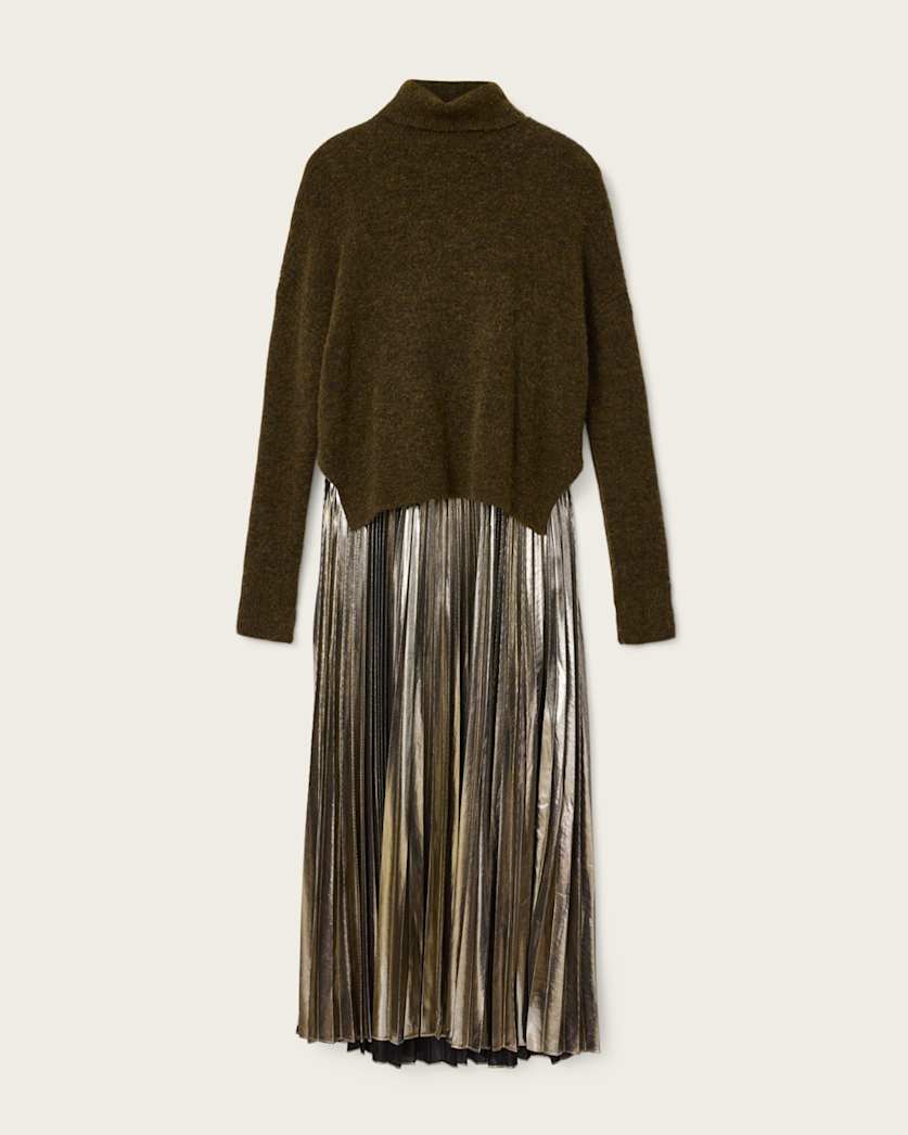 AllSaints Spark 2 In 1 Maxi Dress Women's Bronze Brown Women's