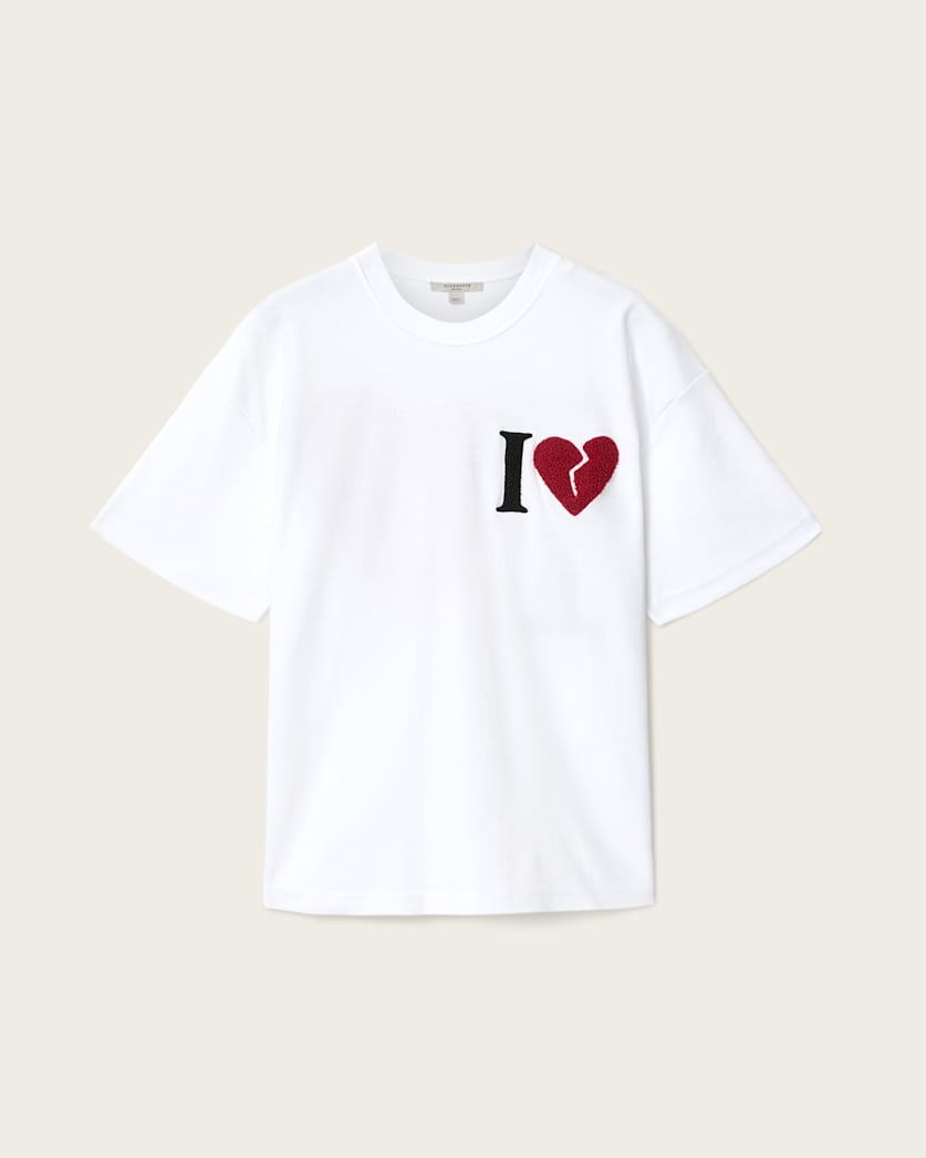 AllSaints Heart Etta Oversized T Shirt Women's Optic White Women's
