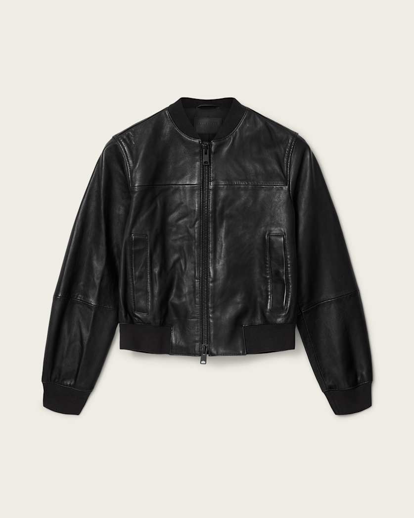 AllSaints Repurpose Leather Bomber Jacket Women's Black Women's