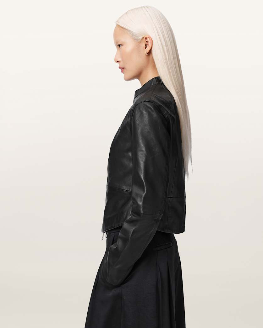 AllSaints Repurpose Sadler Leather Jacket Women's Black Women's