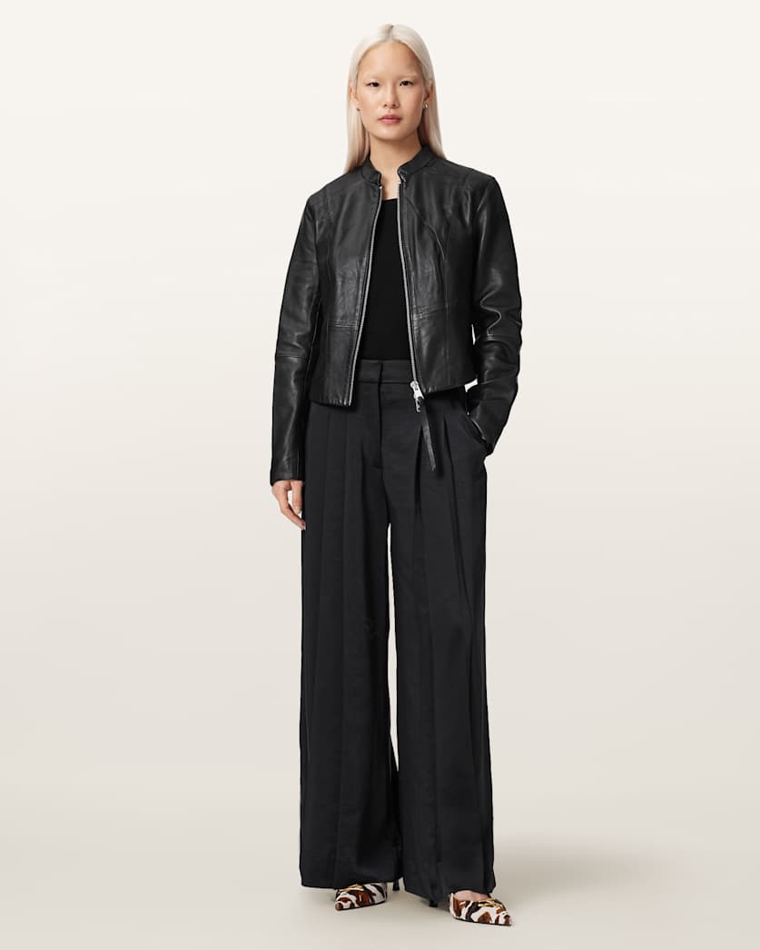 AllSaints Repurpose Sadler Leather Jacket Women's Black Women's