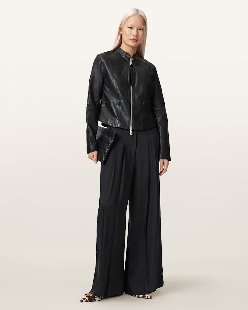 AllSaints Repurpose Sadler Leather Jacket Women's Black Women's