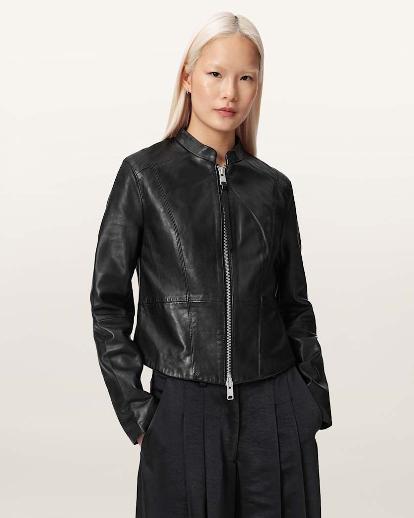 AllSaints Repurpose Sadler Leather Jacket Women's Black Women's
