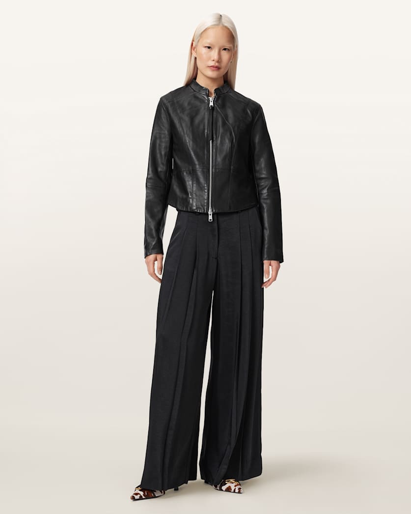 AllSaints Repurpose Sadler Leather Jacket Women's Black Women's
