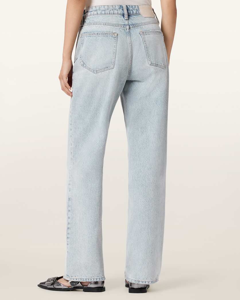 AllSaints Brooklyn Straight Leg Jeans Women's Snow Indigo Blue Women's
