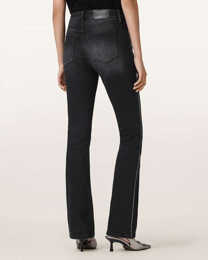 AllSaints Haldan Crystal Embellished Jeans Women's Washed Black Women's