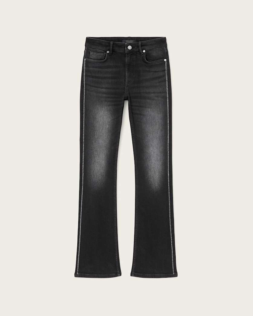 AllSaints Haldan Crystal Embellished Jeans Women's Washed Black Women's