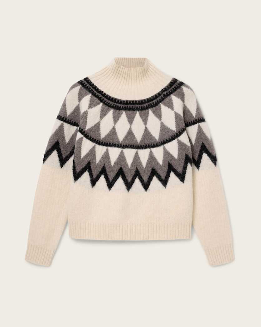 AllSaints Tara Wool Blend Sweater Women's Chalk White/Grey Women's