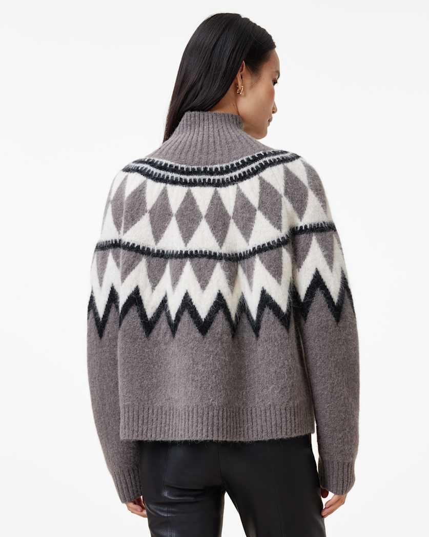 AllSaints Tura Funnel Neck Relaxed Fit Sweater Women's Eiffel Grey Women's