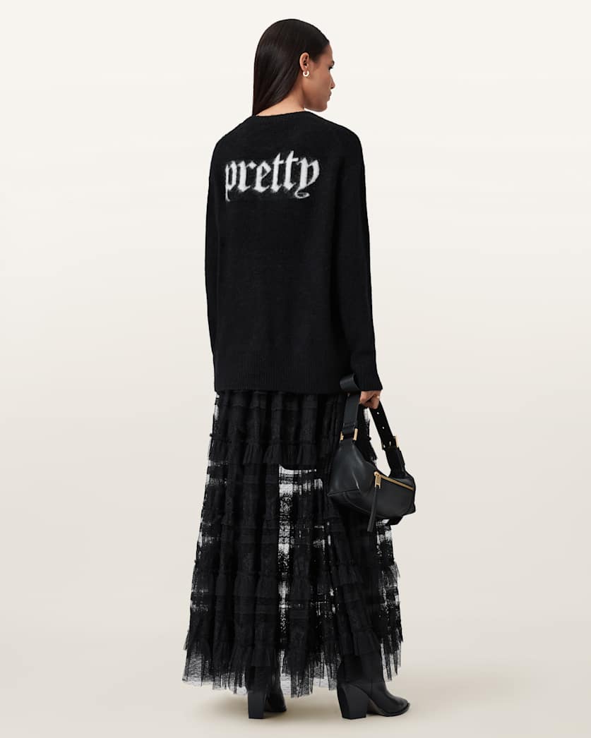 AllSaints Punk Crew Neck Sweater Women's Black/Chalk White Women's