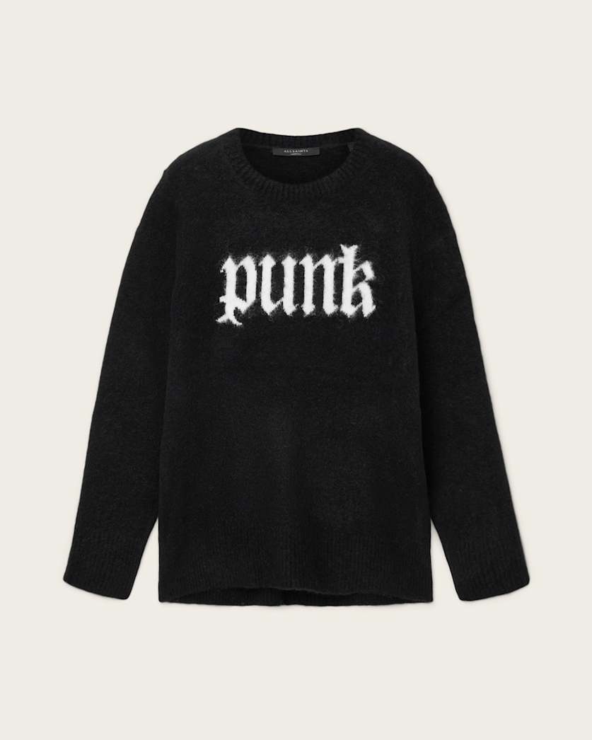AllSaints Punk Crew Neck Sweater Women's Black/Chalk White Women's