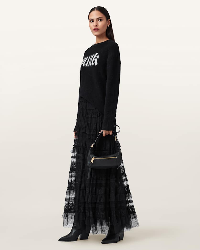AllSaints Punk Crew Neck Sweater Women's Black/Chalk White Women's