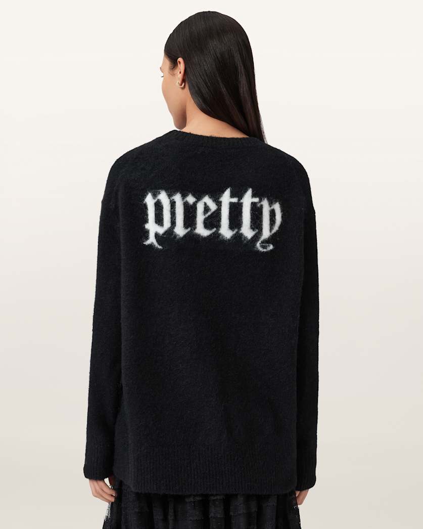 AllSaints Punk Crew Neck Sweater Women's Black/Chalk White Women's