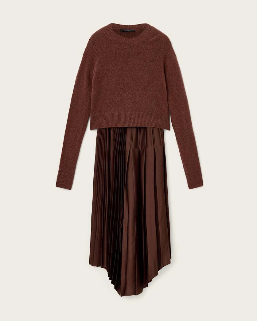 AllSaints Jax 2 In 1 Maxi Dress Women's Chestnut Brown Women's