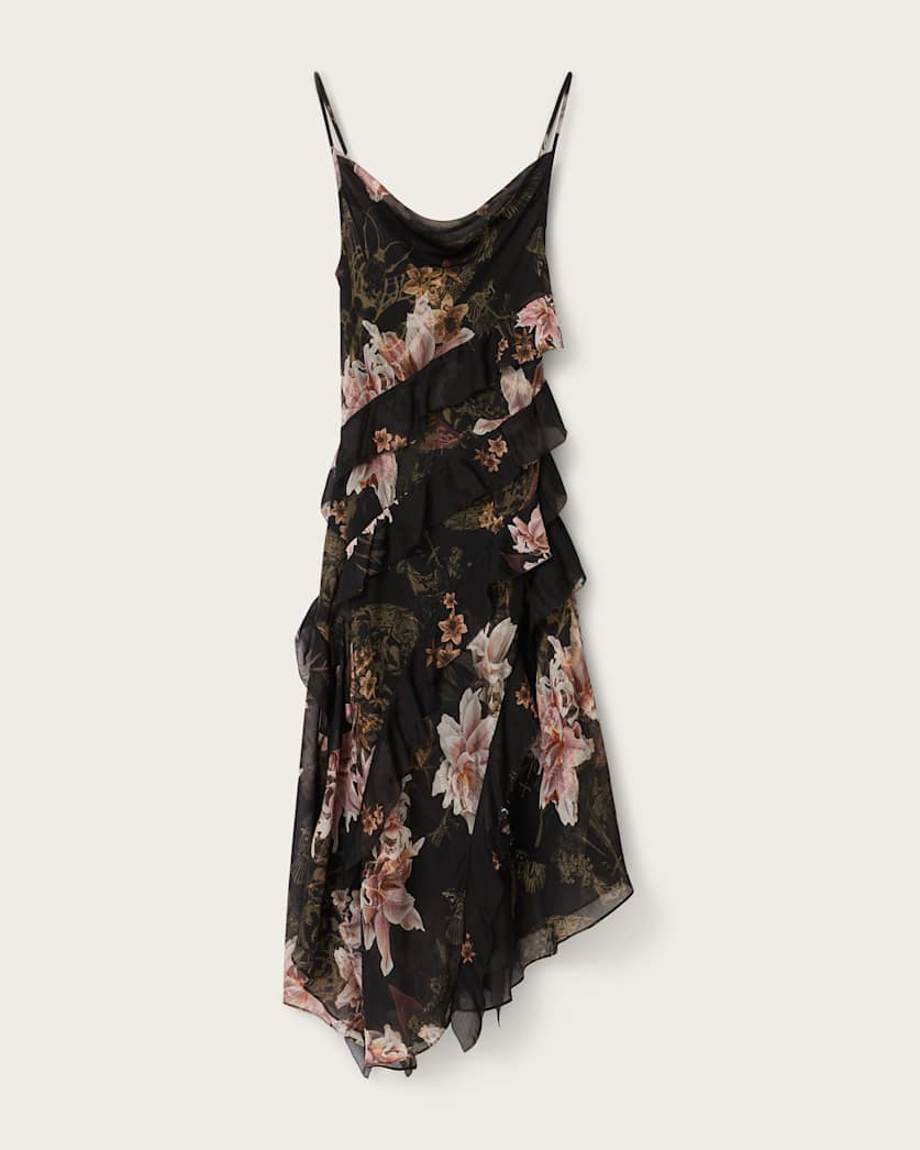 AllSaints Ruth Floral Slip Maxi Dress Women's Crystal/Black Women's