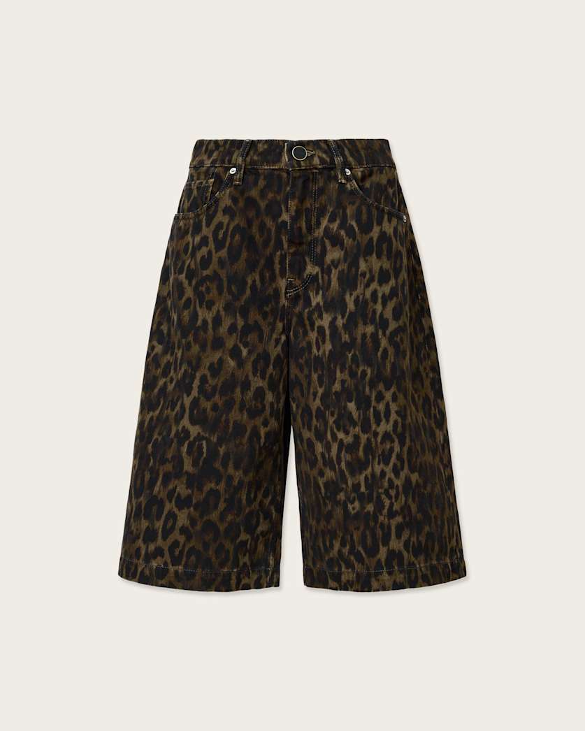 AllSaints Louie Leopard Print Long Shorts Women's Leppo Brown Women's