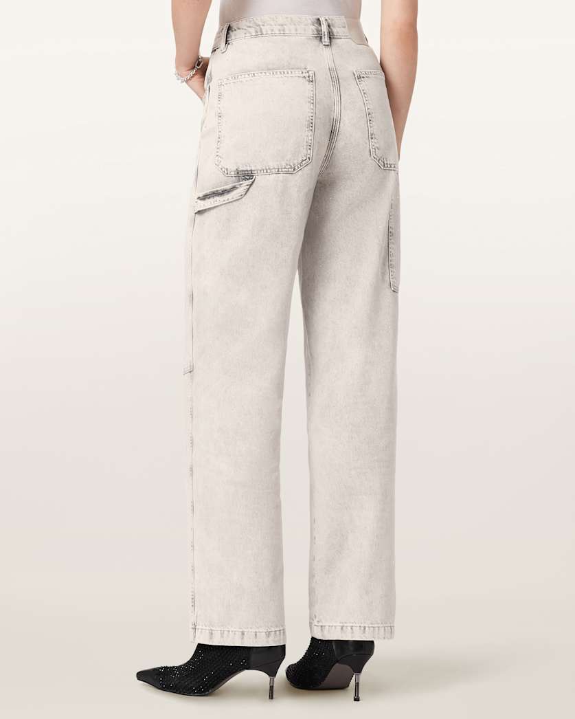 AllSaints Mia Sparkle Carpenter Jeans Women's Snow Grey Women's