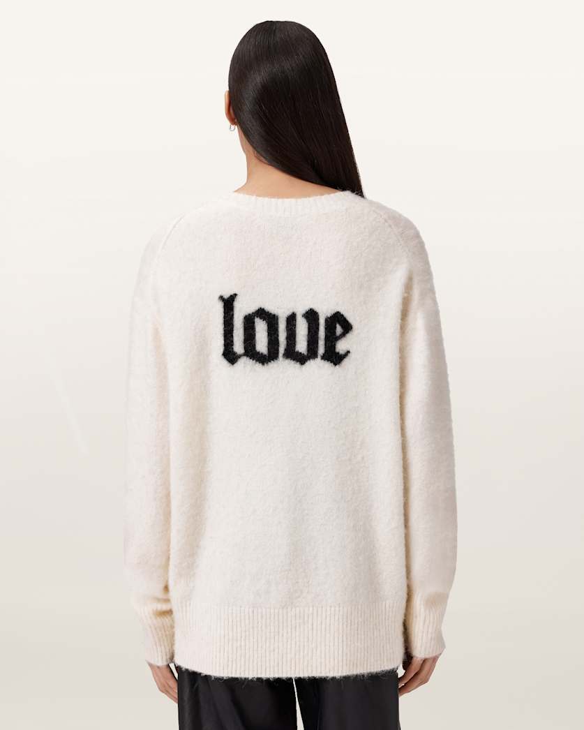 AllSaints Peace Wool Blend Sweater Women's Chalk White/Black Women's