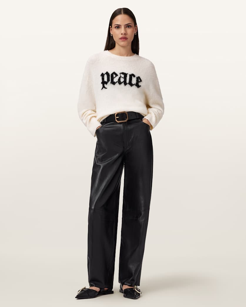 AllSaints Peace Wool Blend Sweater Women's Chalk White/Black Women's