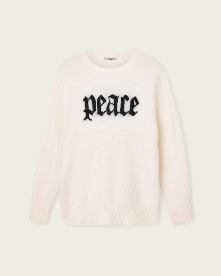 AllSaints Peace Wool Blend Sweater Women's Chalk White/Black Women's
