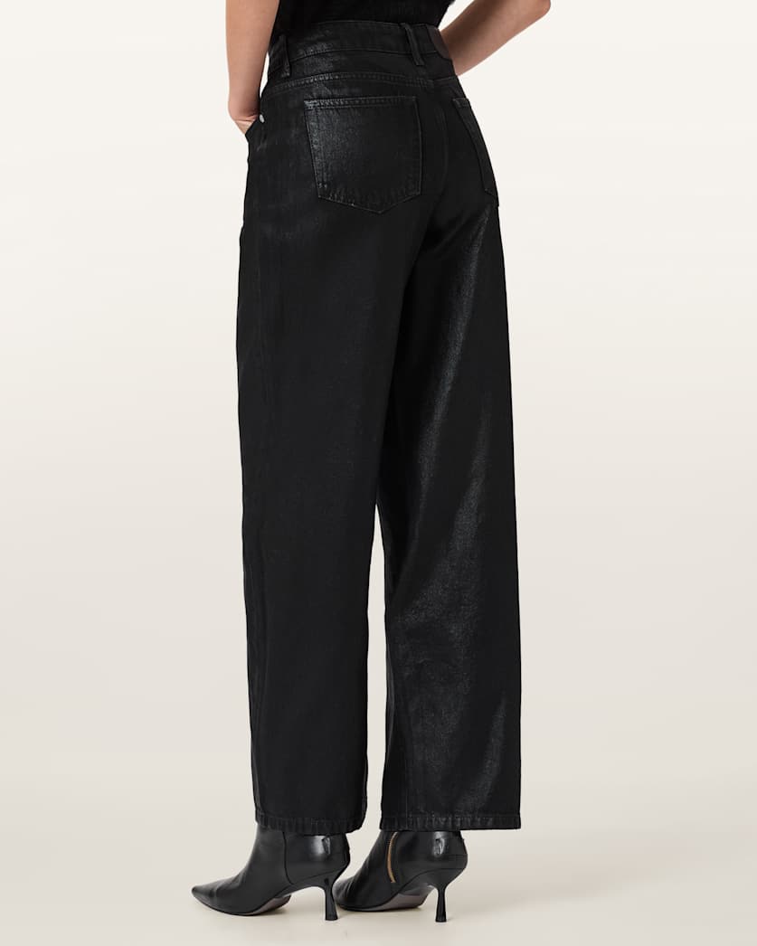 AllSaints Daria Denim Jeans Women's Coated Black Women's