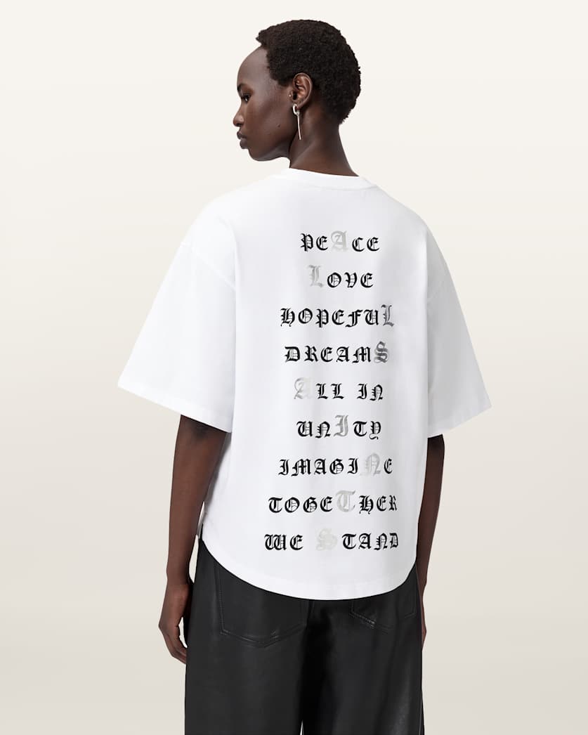 AllSaints Vision Amelie Oversized T Shirt Women's Optic White Women's