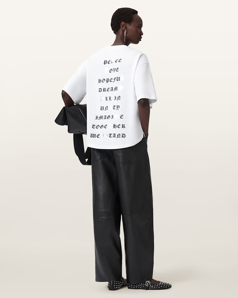 AllSaints Vision Amelie Oversized T Shirt Women's Optic White Women's