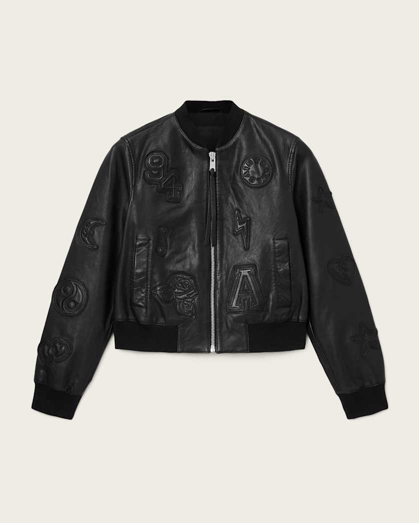 AllSaints Orten 94 Leather Bomber Jacket Women's Black Women's