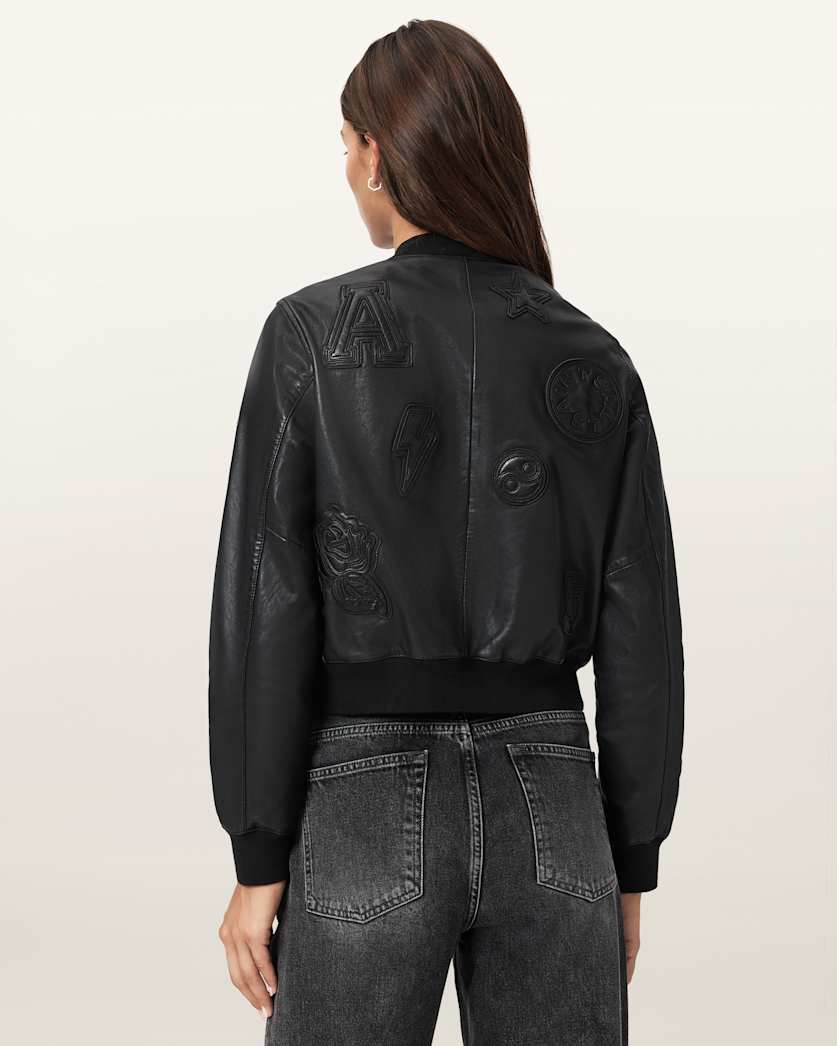 AllSaints Orten 94 Leather Bomber Jacket Women's Black Women's
