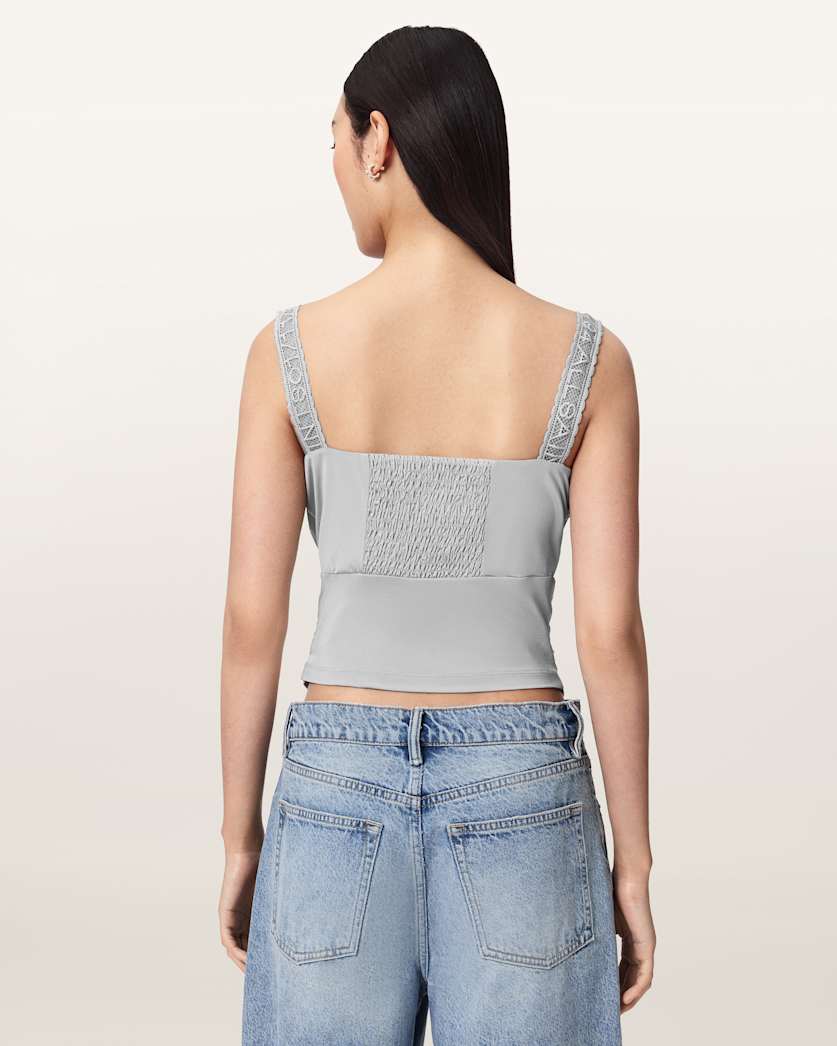 AllSaints Celena Slim Fit Scoop Neck Top Women's Quarry Blue Women's
