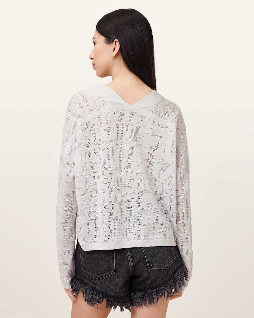 AllSaints Kaito V Neck Sweater Women's Chalk White Women's