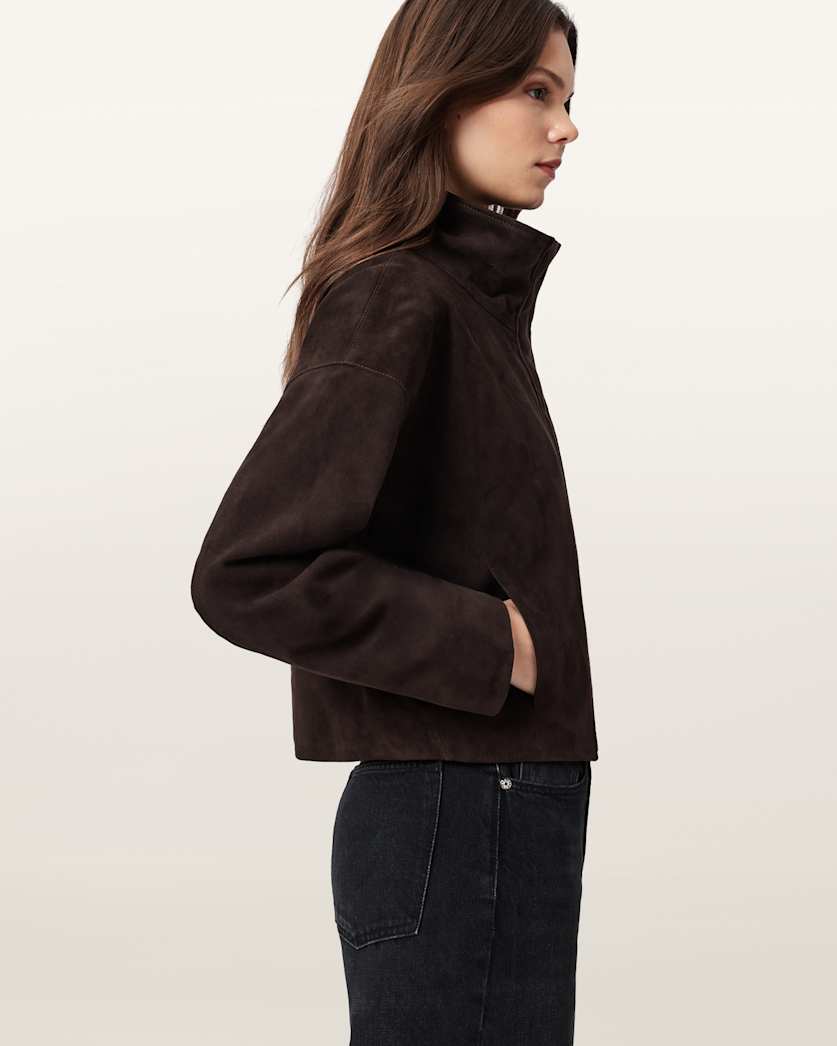 AllSaints Ryder Suede Jacket Women's Bitter Brown Women's