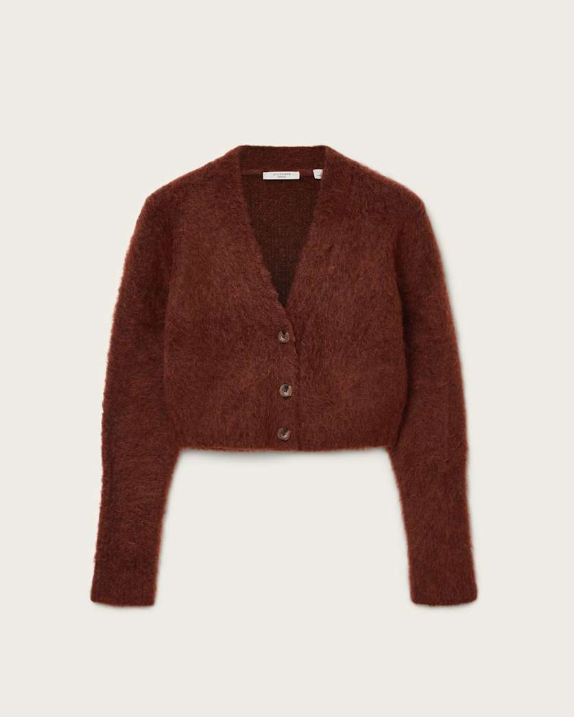 AllSaints Rubi Wick Cropped Cardigan Women's Chestnut Brown Women's