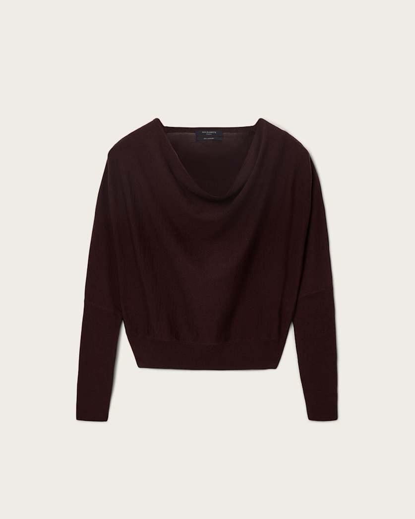 AllSaints Ridley Cropped Sweater Women's Port Red Women's