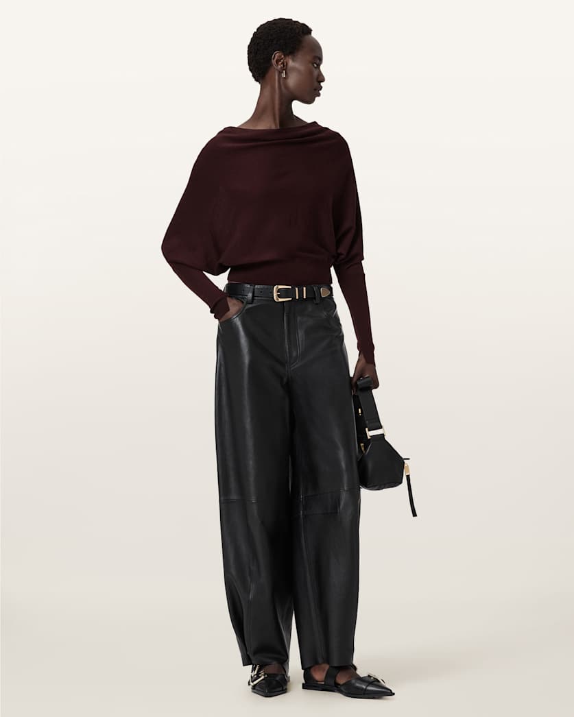 AllSaints Ridley Cropped Sweater Women's Port Red Women's