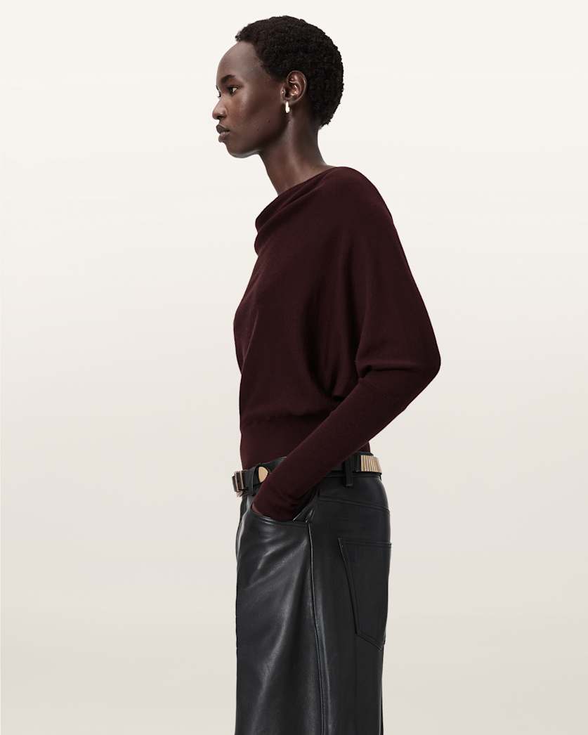 AllSaints Ridley Cropped Sweater Women's Port Red Women's