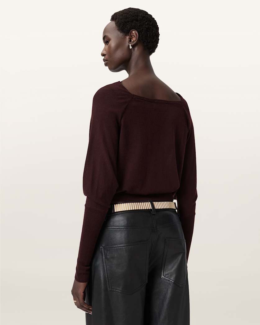 AllSaints Ridley Cropped Sweater Women's Port Red Women's