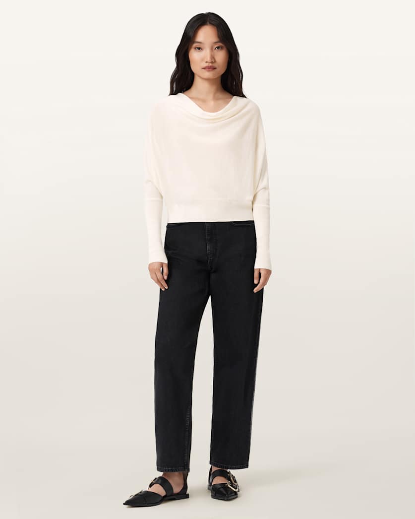 AllSaints Ridley Cropped Wool Sweater Women's Chalk White Women's