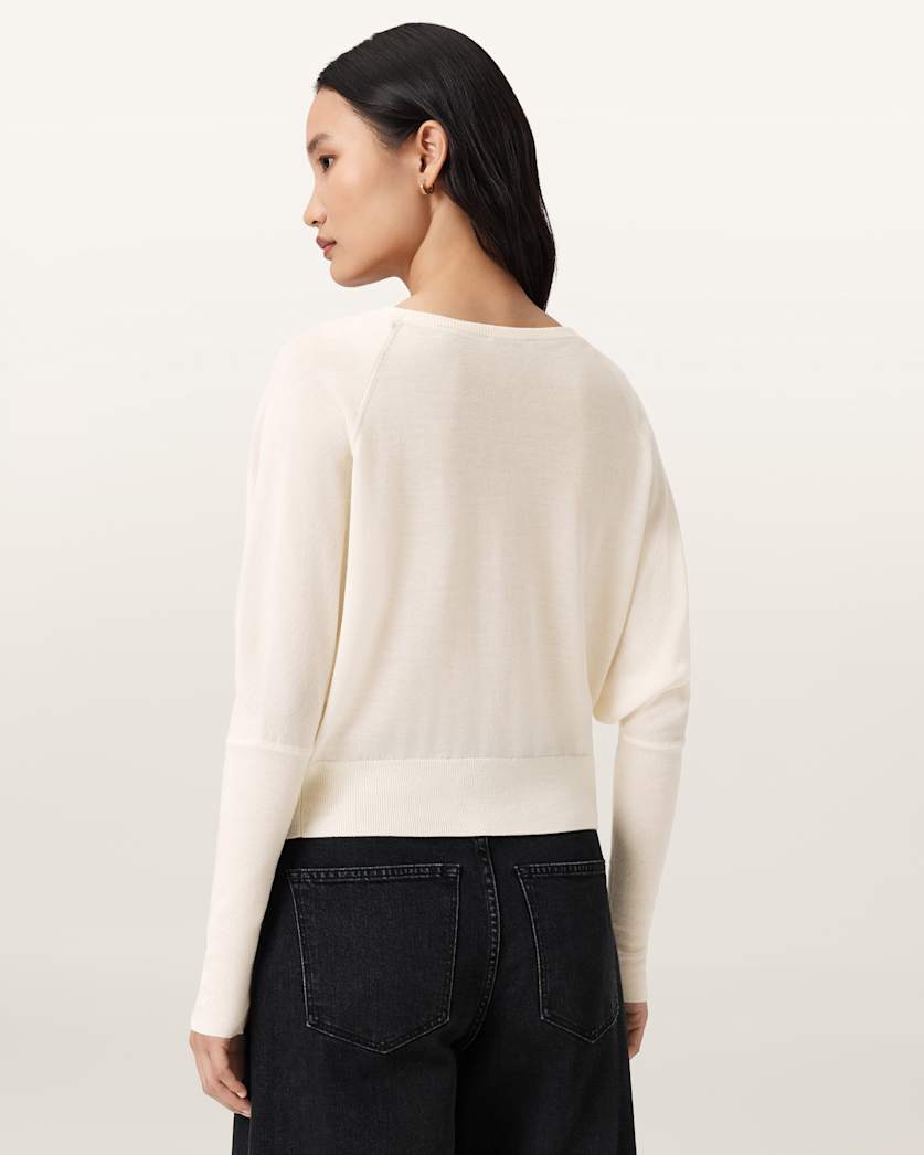 AllSaints Ridley Cropped Wool Sweater Women's Chalk White Women's
