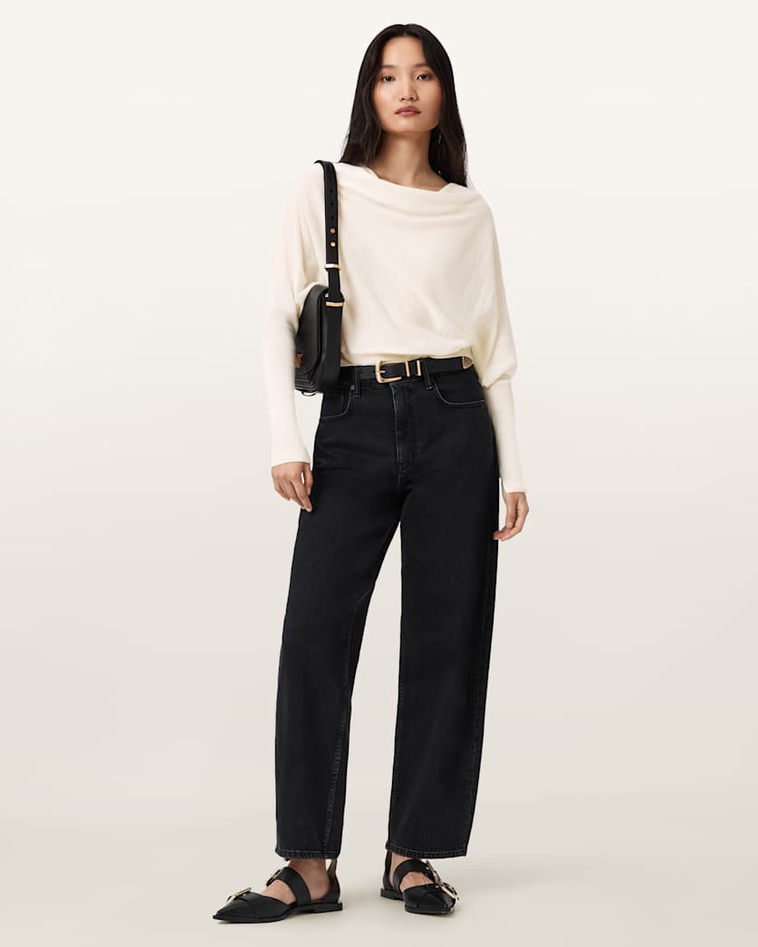 AllSaints Ridley Cropped Wool Sweater Women's Chalk White Women's