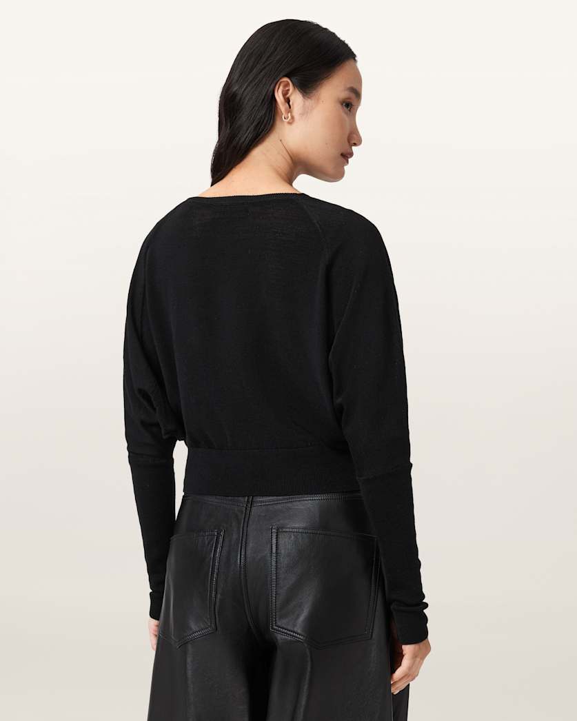 AllSaints Ridley Cropped Wool Sweater Women's Chalk White Women's