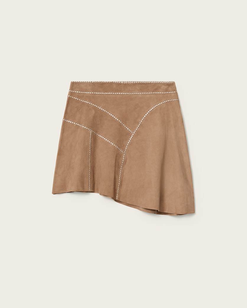 AllSaints Clara Whip Suede Mini Skirt Women's Sand Brown Women's