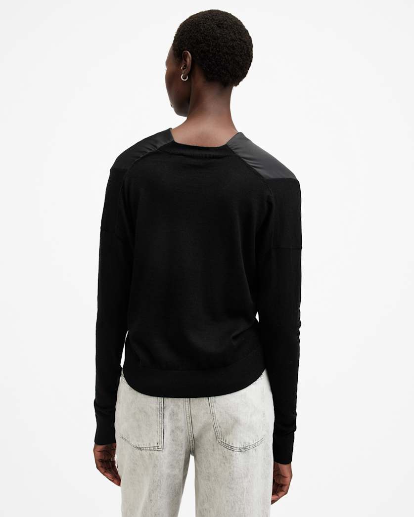 AllSaints Myra Cowl Neck Merino Wool Sweater Women's Black Women's