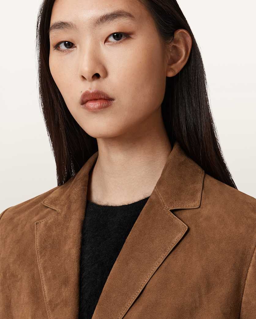 AllSaints Arna Suede Blazer Women's Sugar Brown Women's