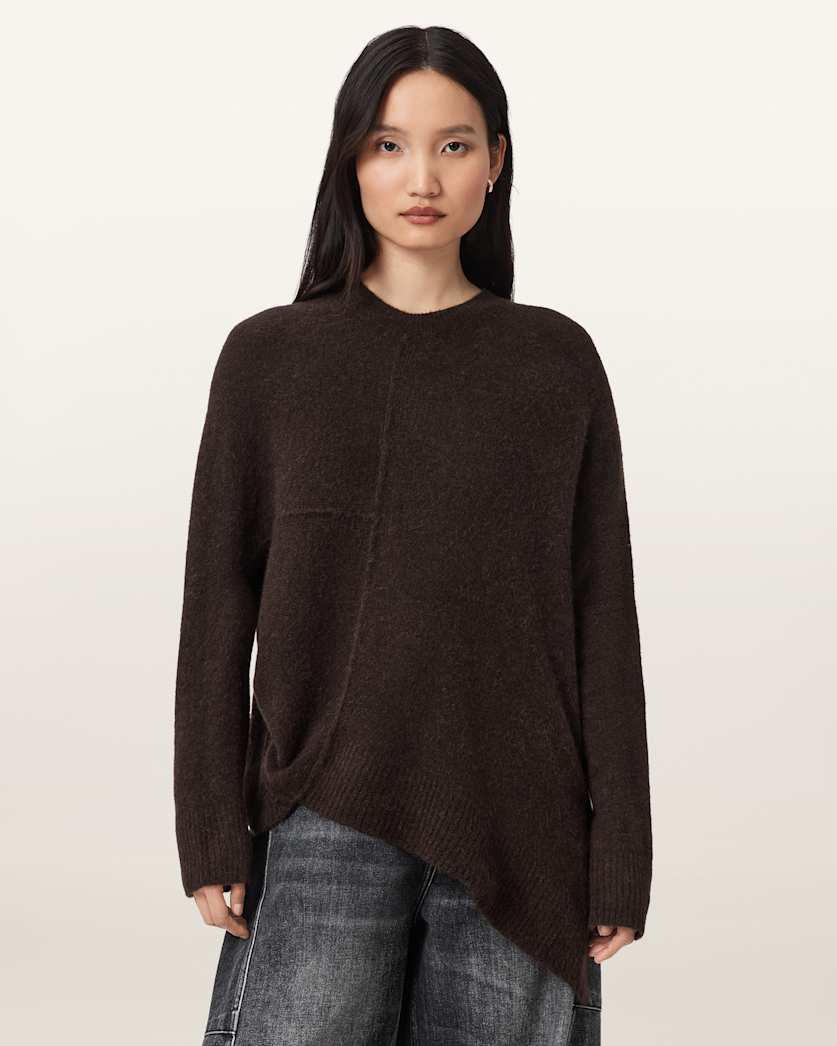 AllSaints Lock Crew Neck Sweater Women's Pine Bark Brown Women's