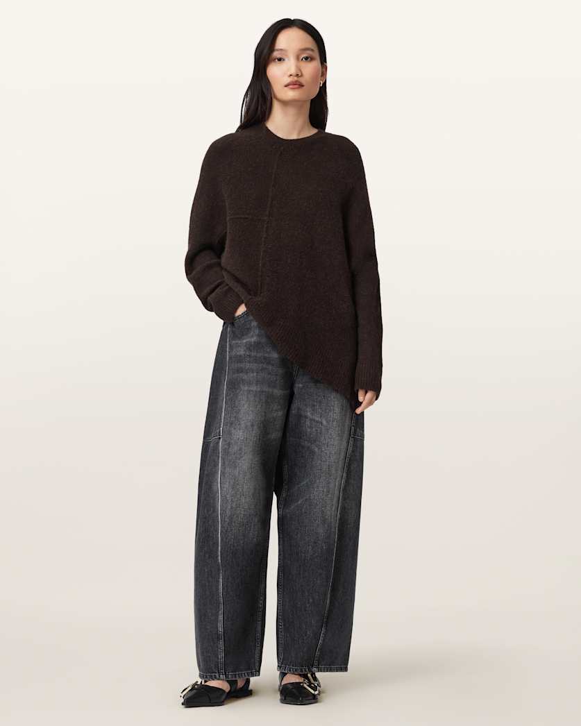AllSaints Lock Crew Neck Sweater Women's Pine Bark Brown Women's